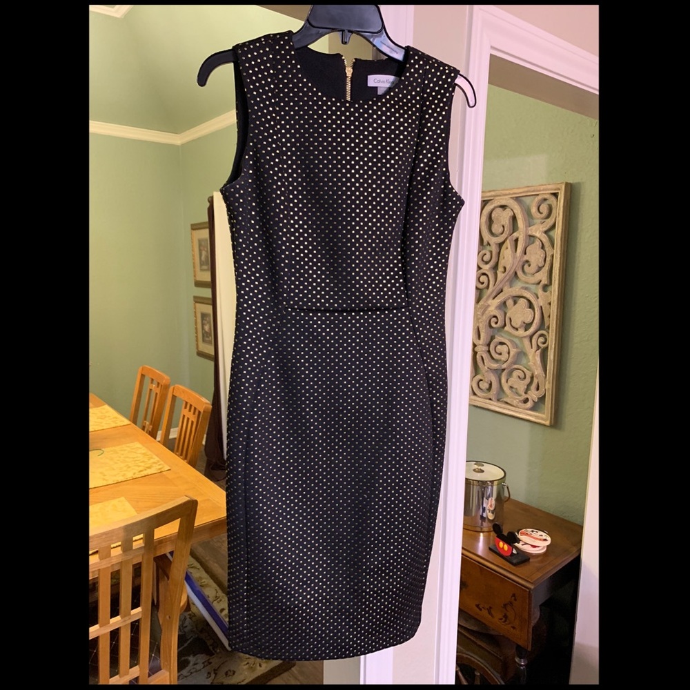 🎉 Black & Gold EUC Calvin Klein Dress